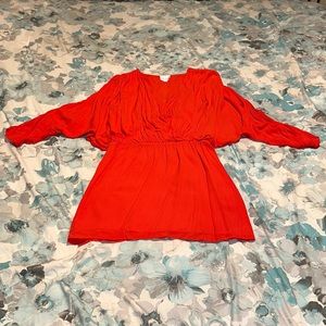 Parker Red Silk Snap Front Mini Dress  XS EUC